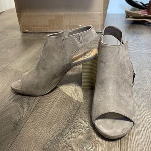 Fergalicious Camille Open-Toed Suede Booties